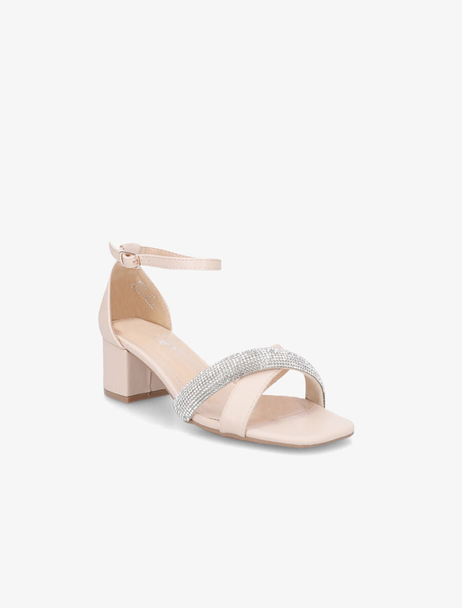 Sandales croisées à strass - Beige - 2