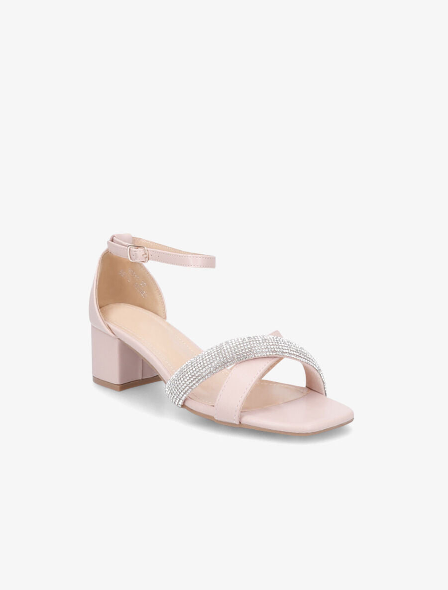 Sandales croisées à strass - Rose pâle - 2