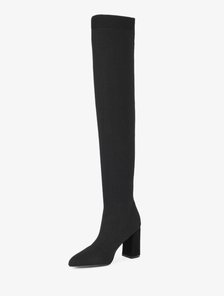 Cuissardes en maille et talon haut - Noir - 2