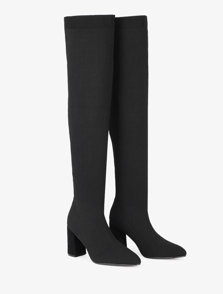 Cuissardes en maille et talon haut - Noir - 4