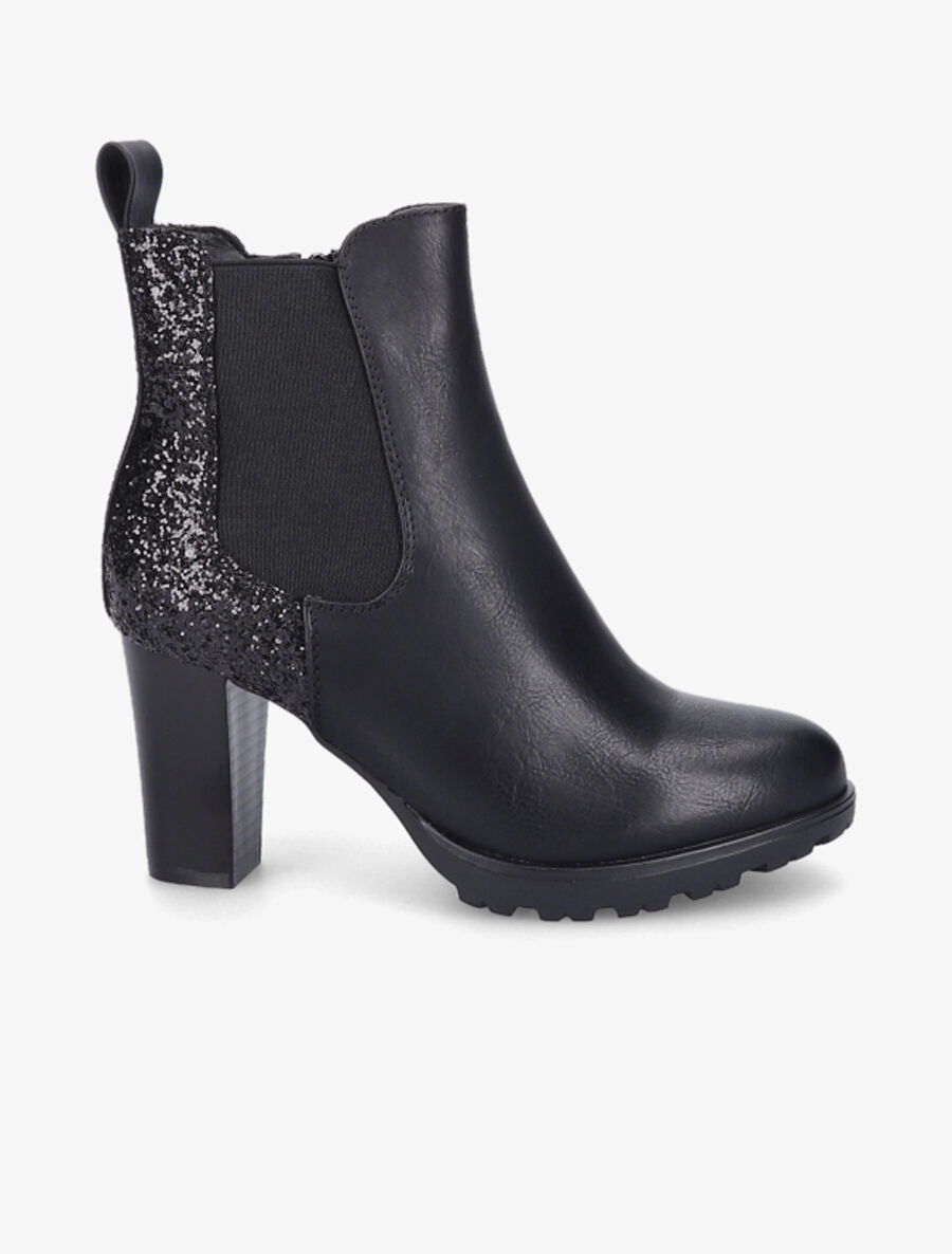 Bottines à talon et paillettes - Noir - 1