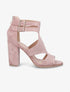 Sandales à talon haut en suédine perforée - Rose - 5