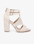 Sandales à talon haut en suédine perforée - Beige - 1