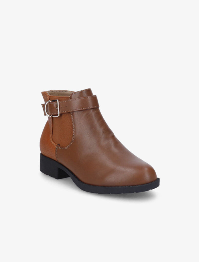 Bottines à contrefort effet écailles - Camel - 3