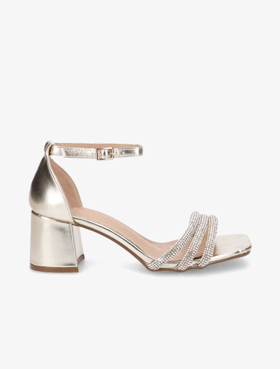 Sandales mi-hautes à strass - Or - 1