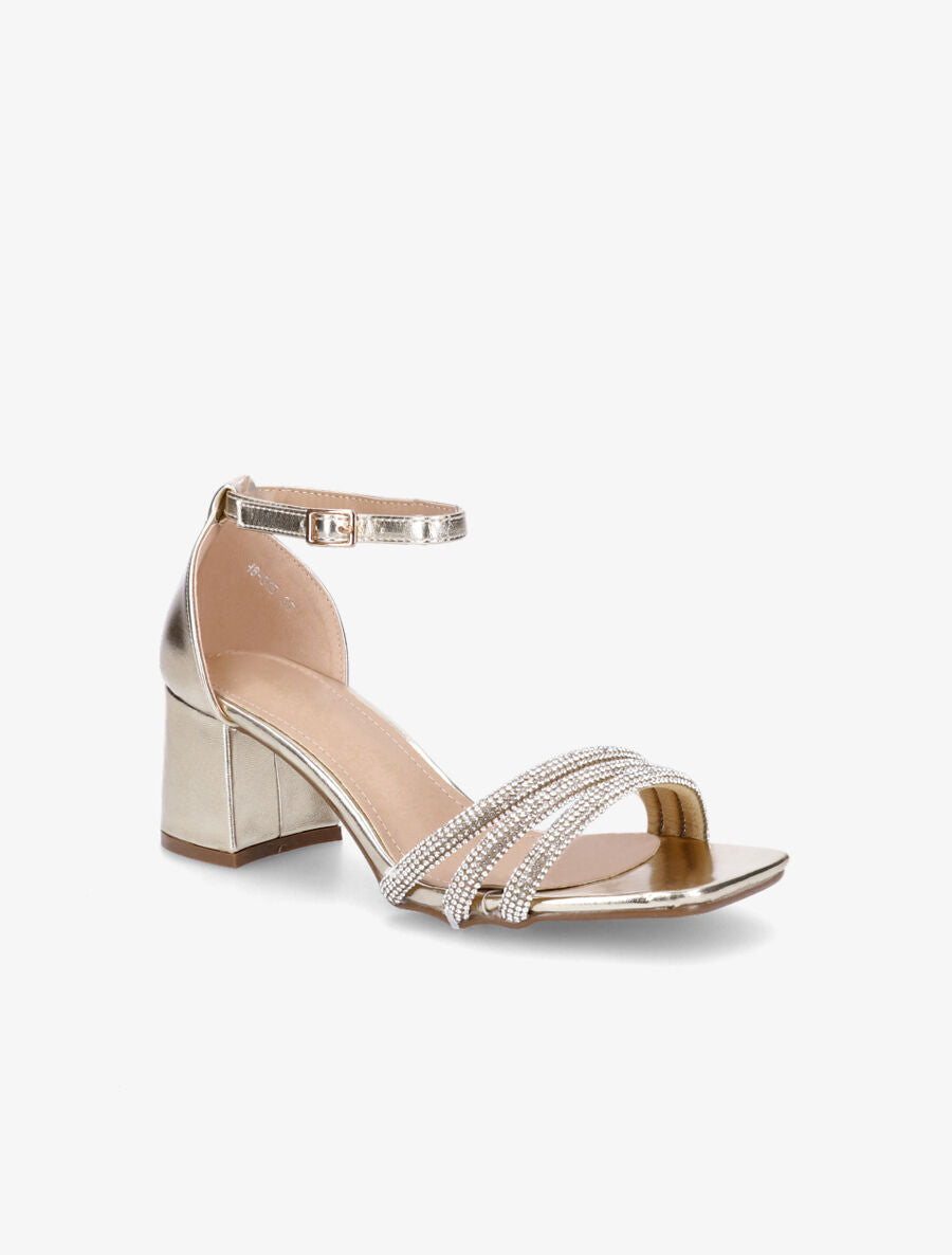 Sandales mi-hautes à strass - Or - 2