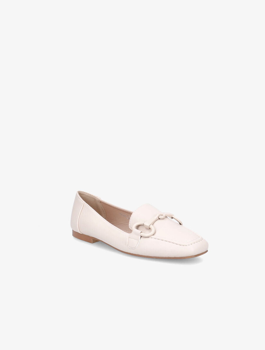 Mocassins à boucle en simili - Beige - 2