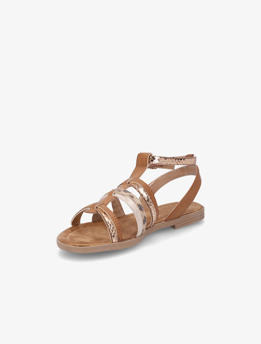 Nu-pieds en simili à multi brides - Camel - 4