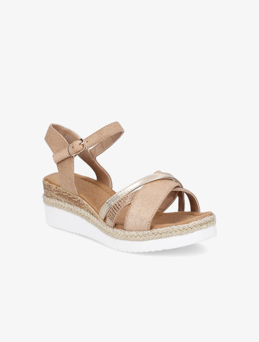 Sandales irisées à brides strassées et irisées - Camel - 2