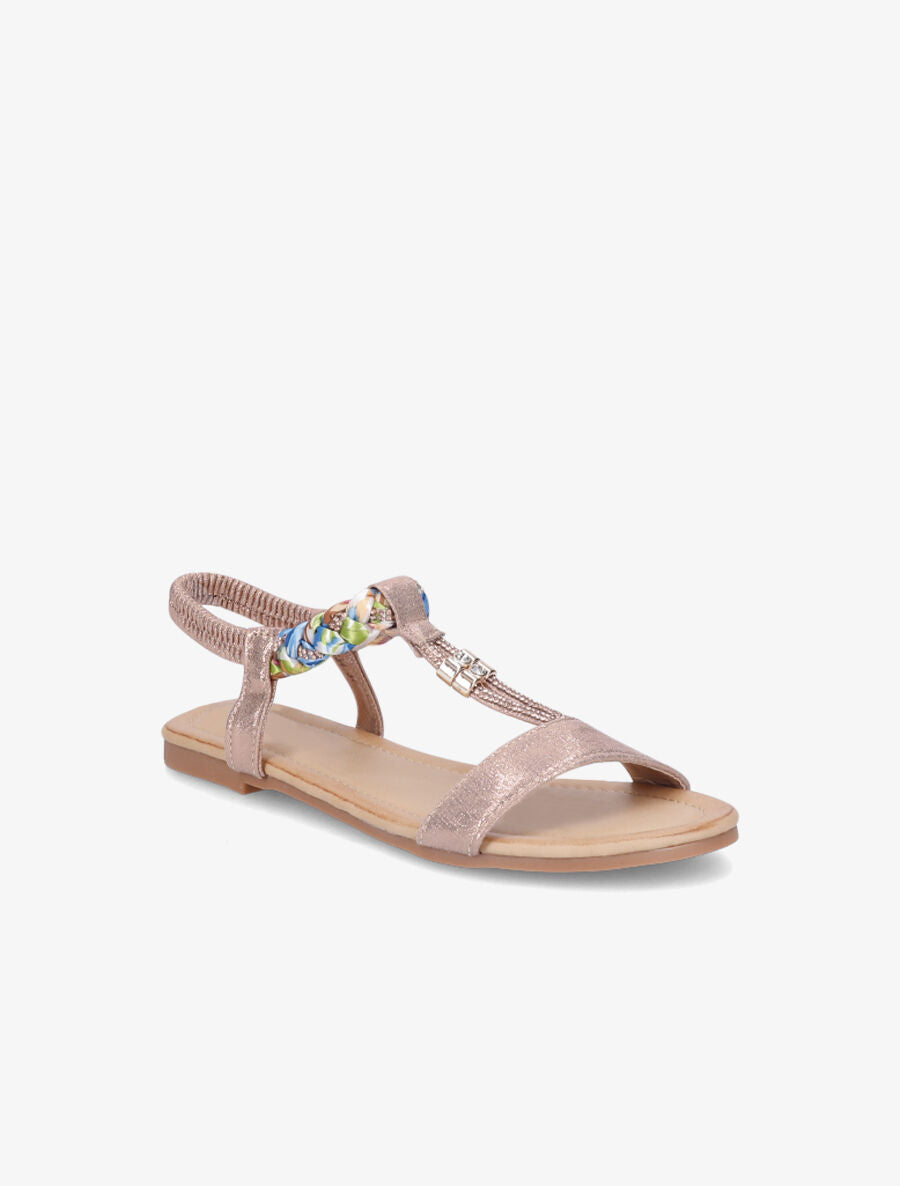 Nu-pieds irisés en T à strass - Rose gold - 2