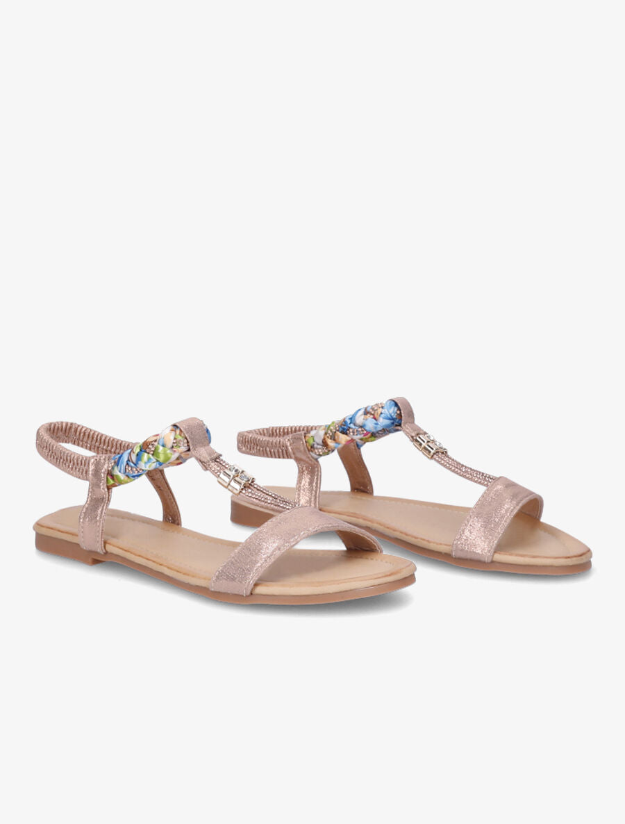 Nu-pieds irisés en T à strass - Rose gold - 4