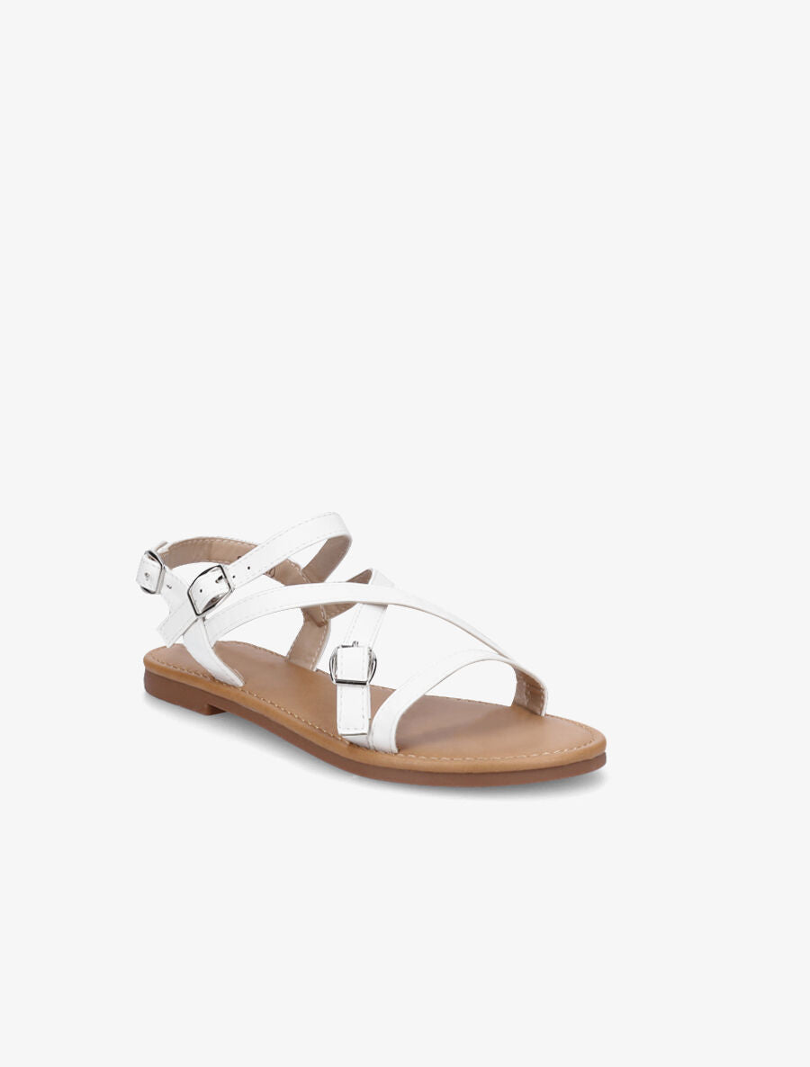 Nu-pieds en simili à brides croisées - Blanc - 2
