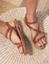 Nu-pieds en simili à brides croisées - Camel - 1