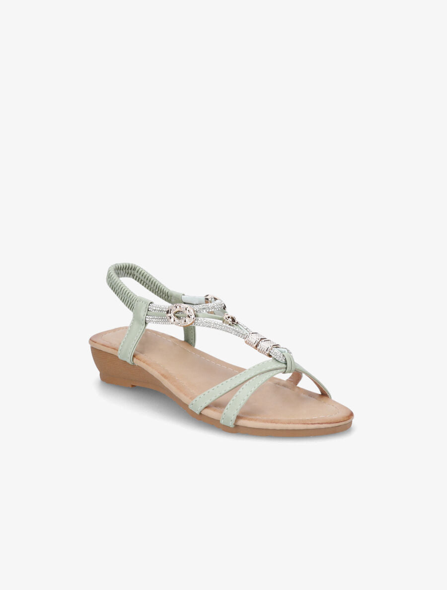 Nu-pieds bride bijou - Vert amande - 2