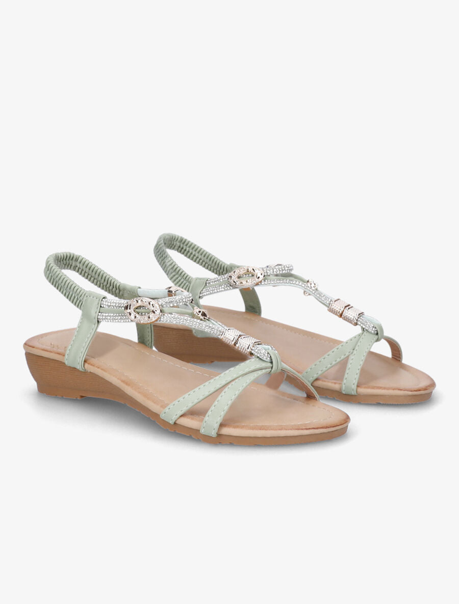 Nu-pieds bride bijou - Vert amande - 4