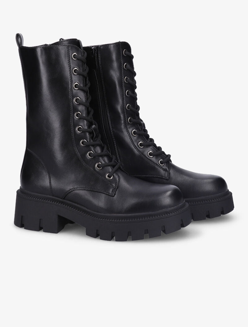 Bottines à lacets à talons et semelles crantés - Noir - 5