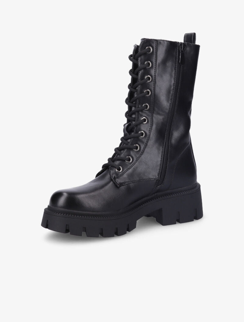 Bottines à lacets à talons et semelles crantés - Noir - 4