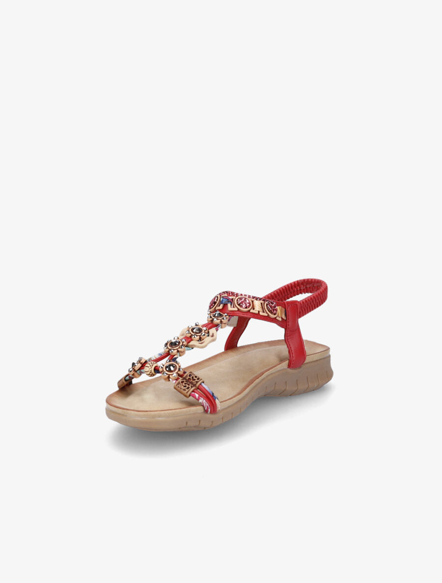 Nu-pieds fleurs en strass - Rouge - 3