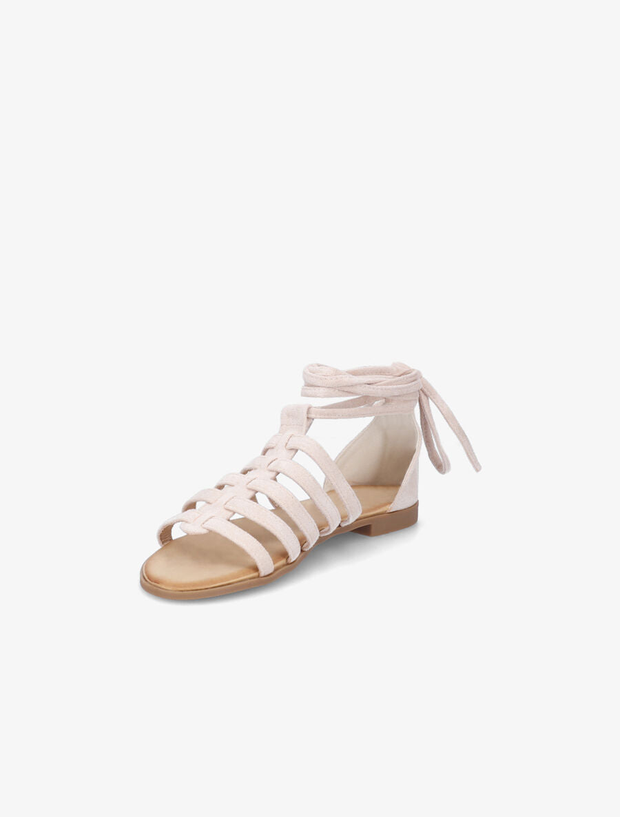 Nu-pieds en suédine à lanières - Beige - 3