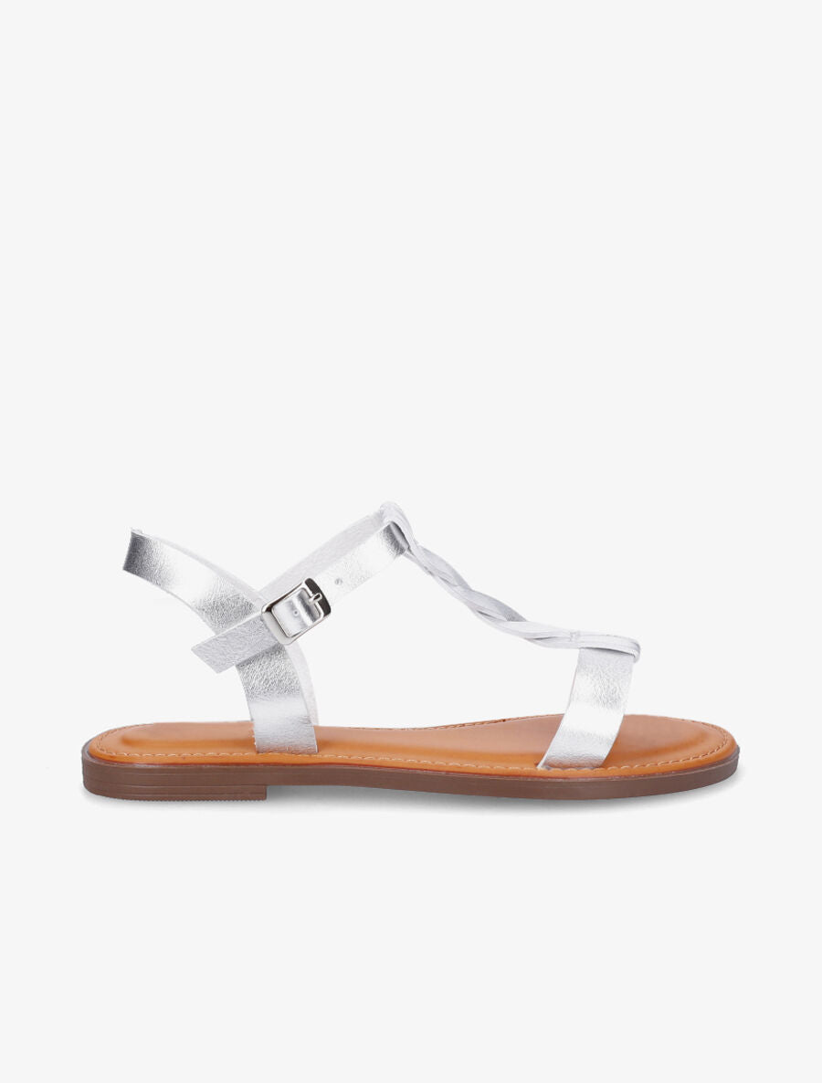 Nu-pieds à ganses torsadées - Argent