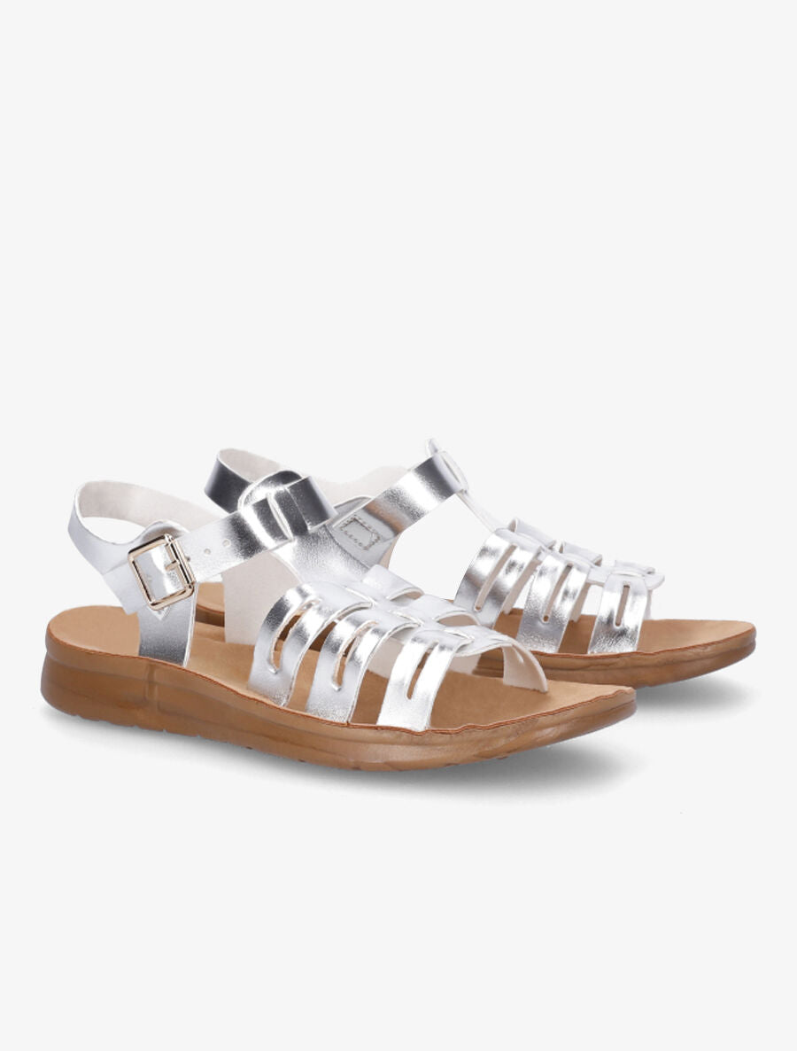 Nu-pieds style spartiates - Argent - 4