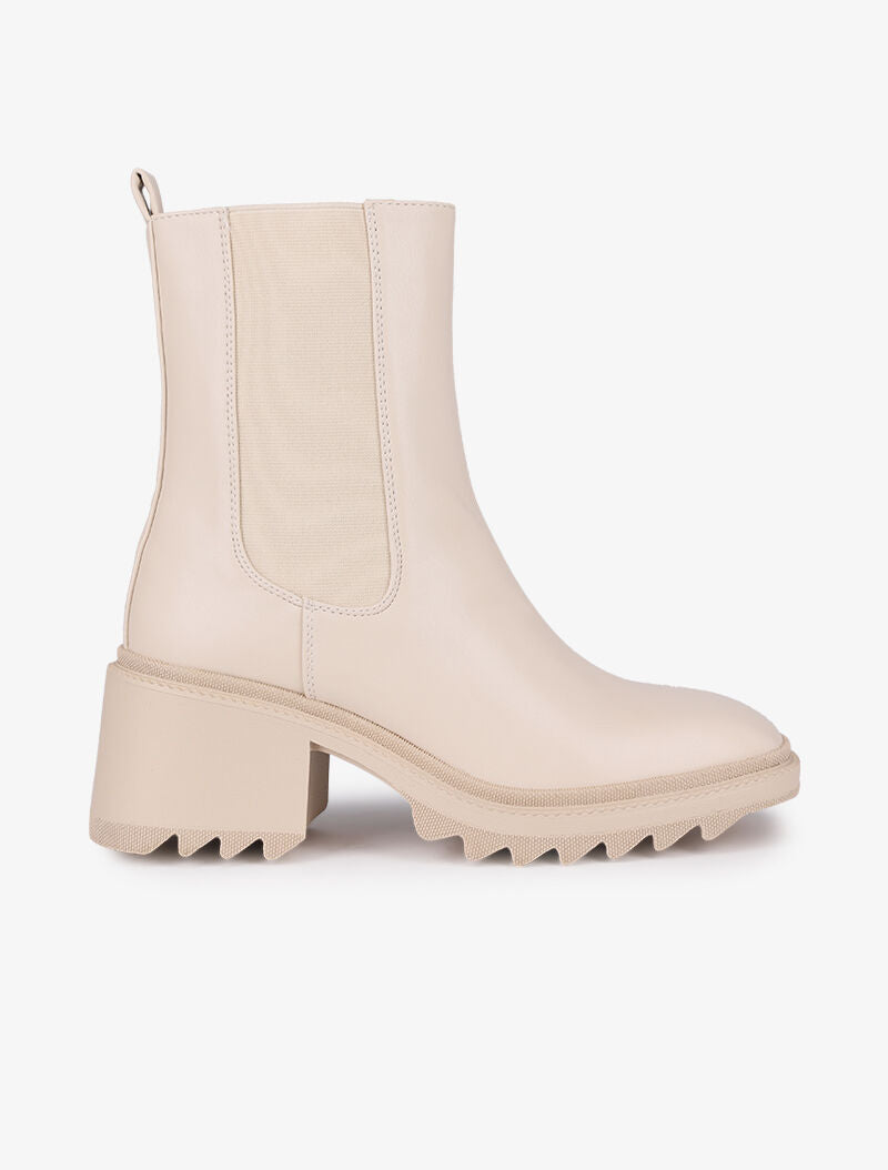 Boots montantes à bouts carrés - Beige - 2