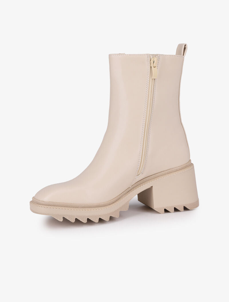 Boots montantes à bouts carrés - Beige - 4
