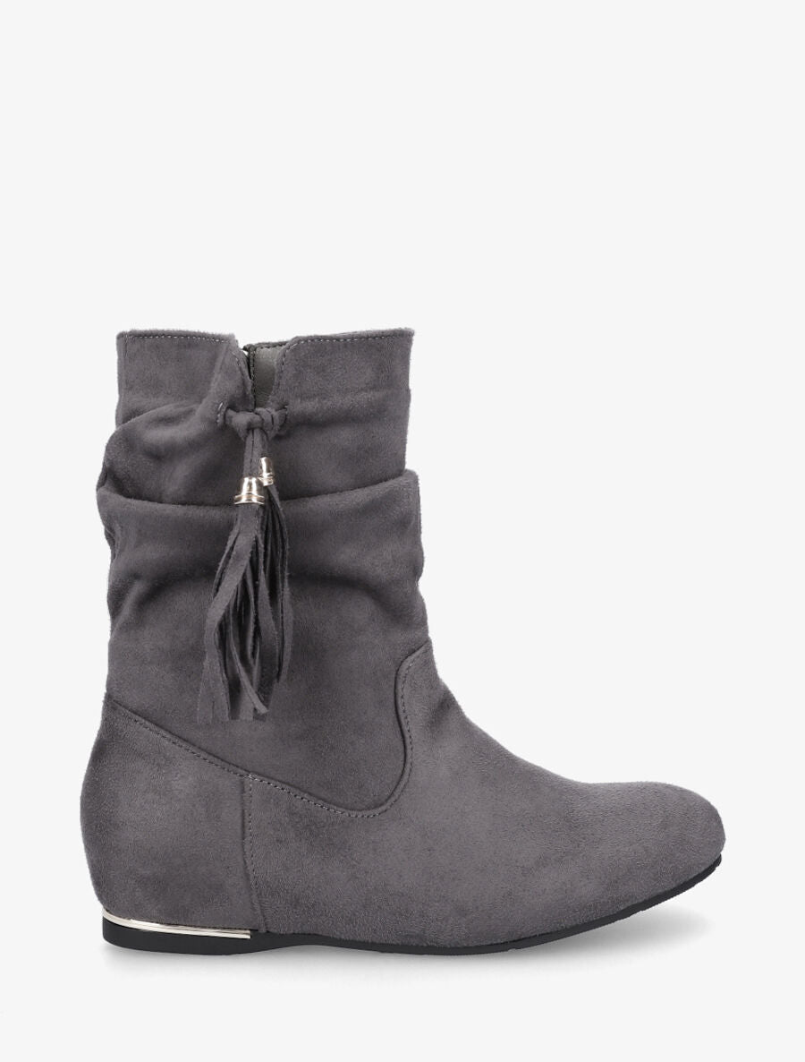 Bottines plates à empiècement métallique - Gris - 1