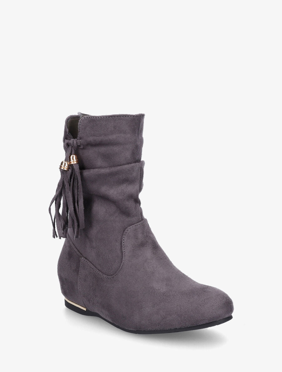 Bottines plates à empiècement métallique - Gris - 2