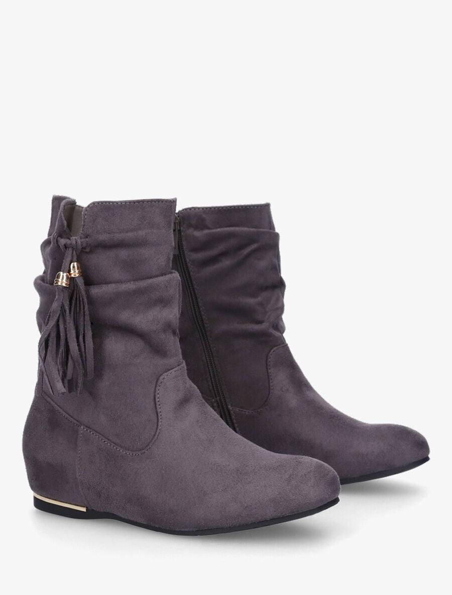 Bottines plates à empiècement métallique - Gris - 4