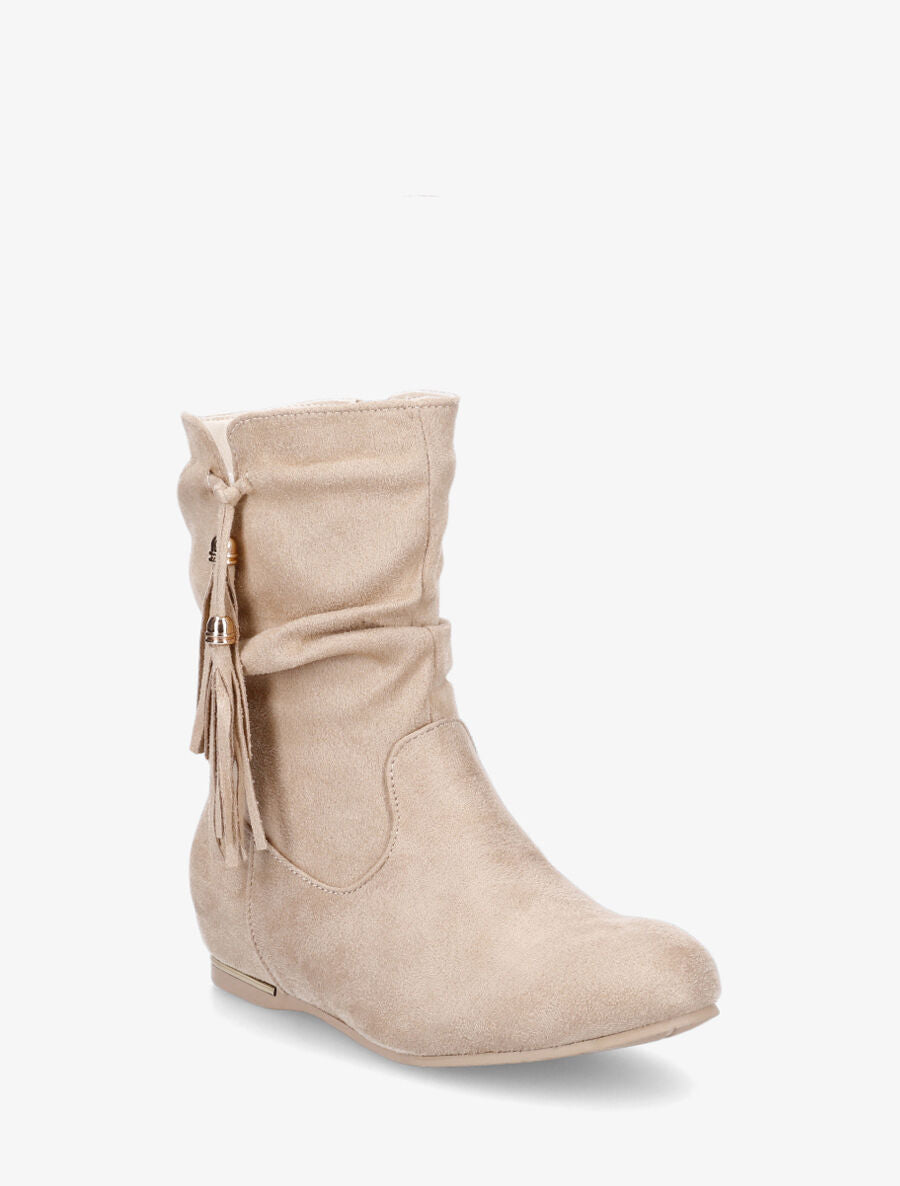 Bottines plates à empiècement métallique - Beige - 2