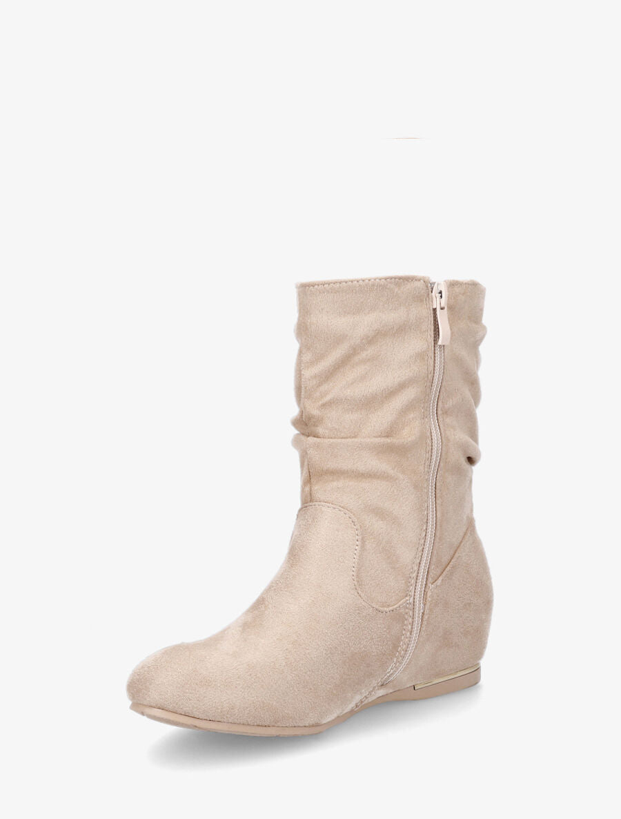 Bottines plates à empiècement métallique - Beige - 3
