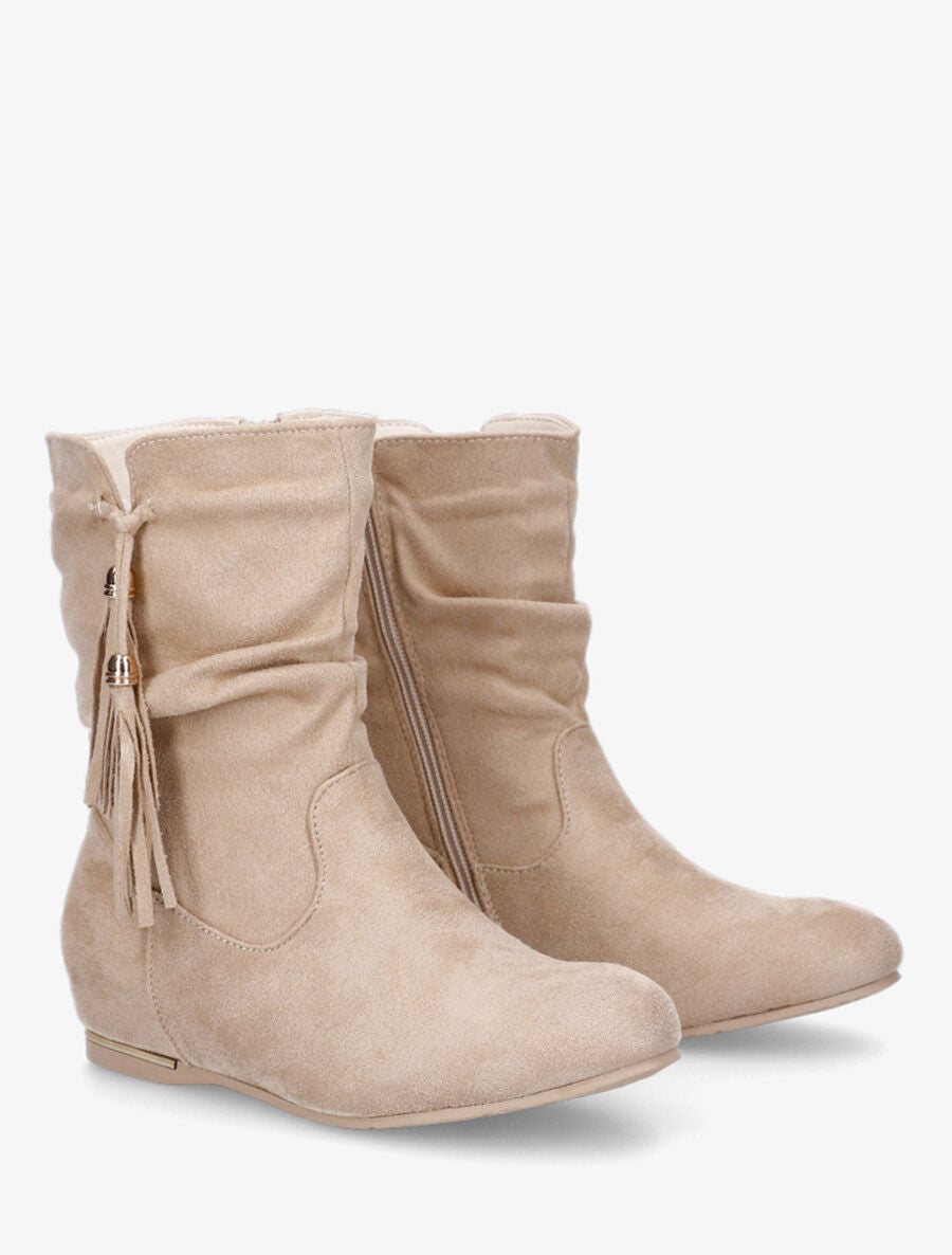 Bottines plates à empiècement métallique - Beige - 4
