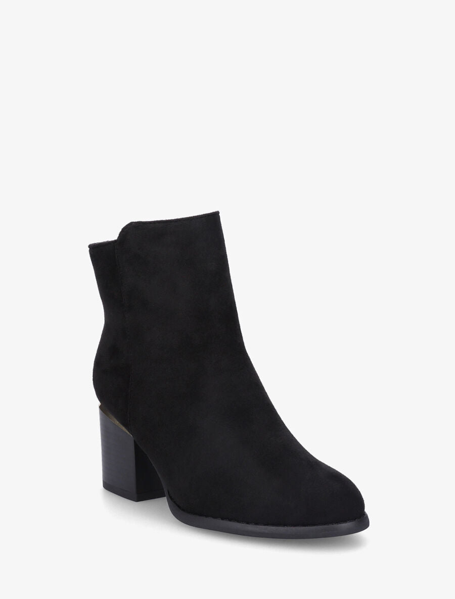 Bottines en suédine à talon - Noir - 2