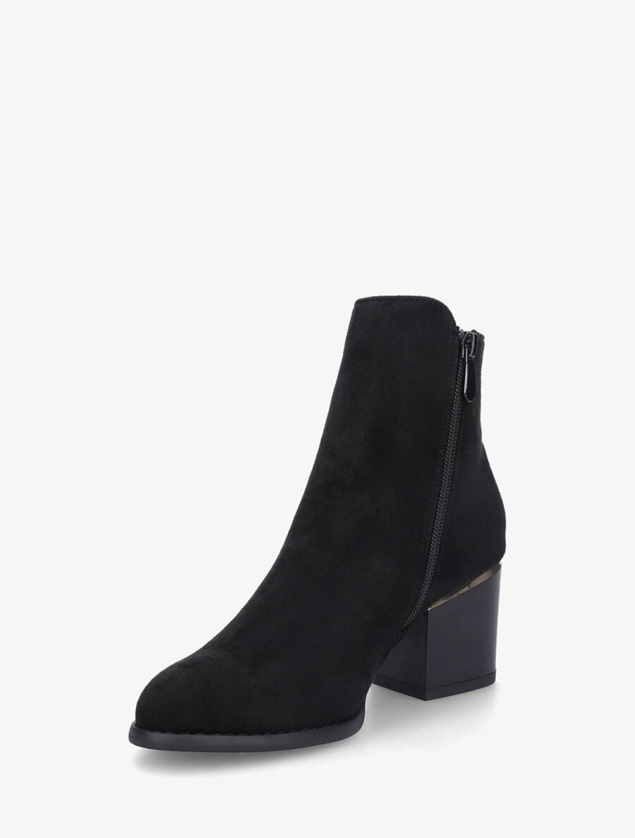 Bottines en suédine à talon - Noir - 3
