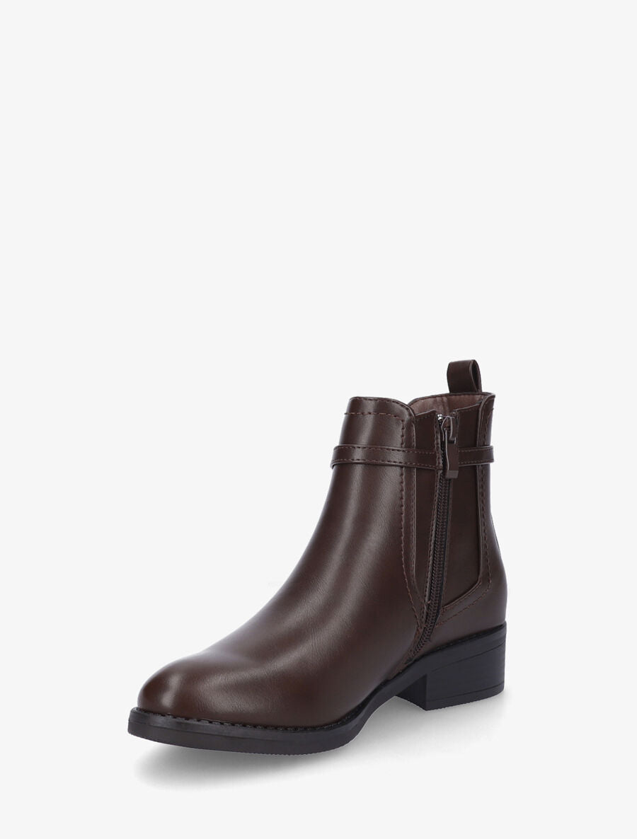 Bottines élastiquées en simili - Marron - 3