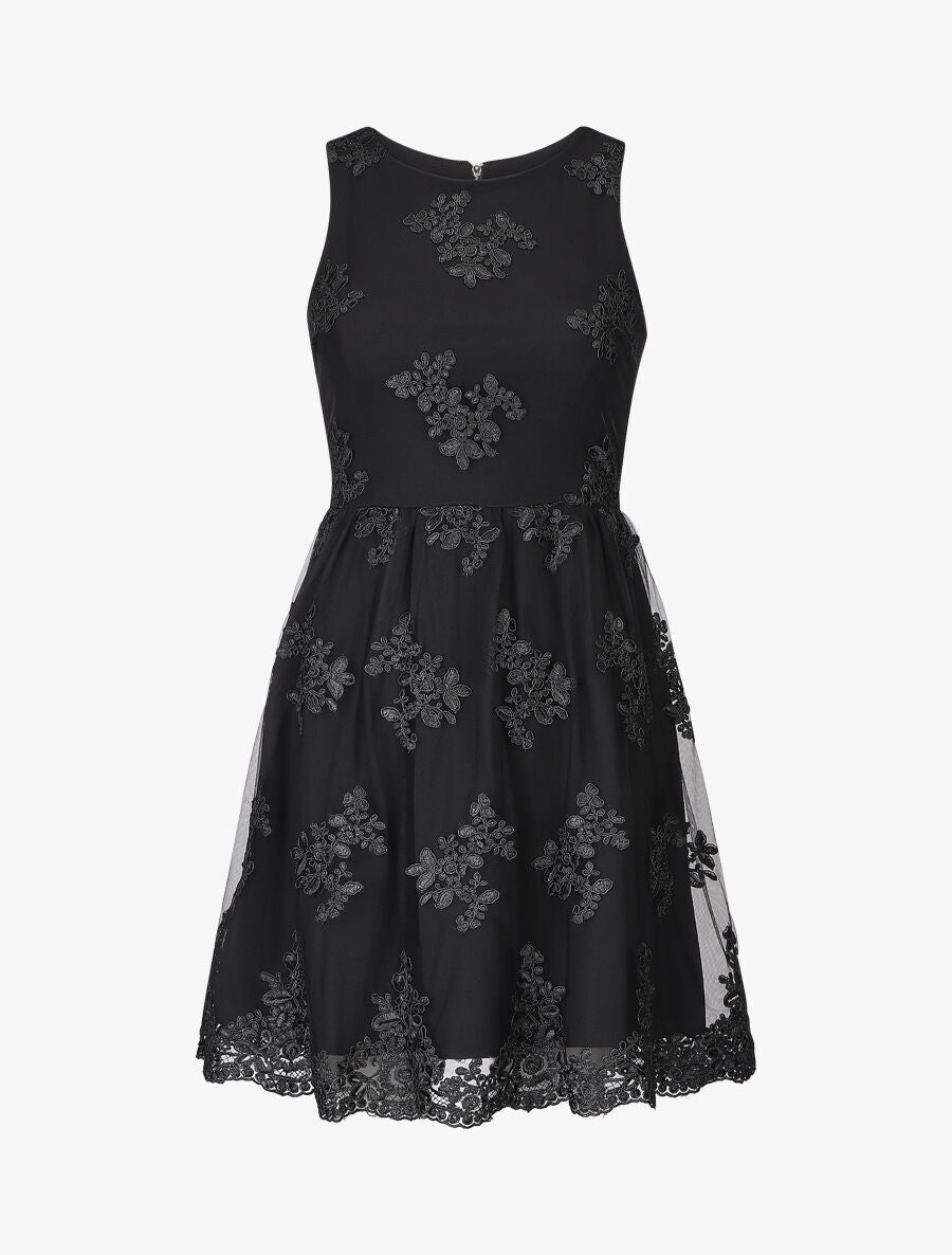 Robe voile brodé - noir - 4