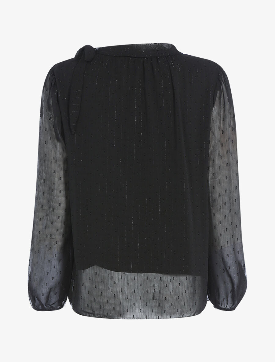 Blouse en voile une épaule à nouer - Noir - 2