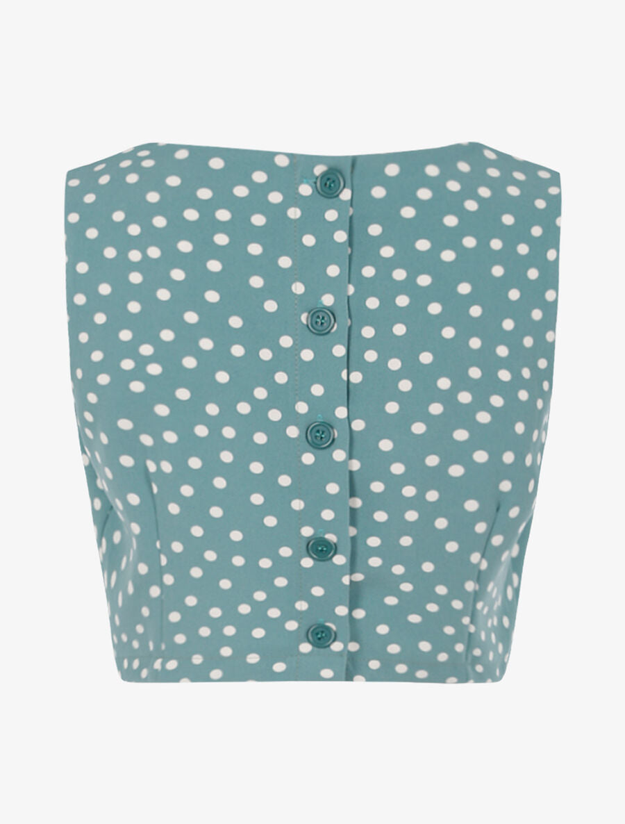 Crop top à imprimé pois - Vert - 2