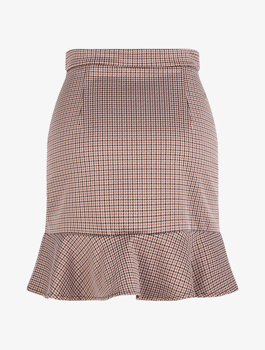Jupe coupe sirène à carreaux - Marron - 2