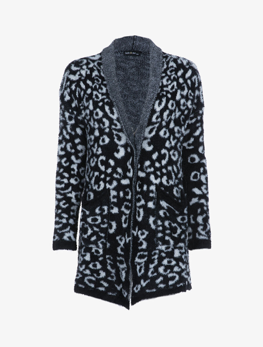 Gilet en pilou à imprimés - Noir - 1