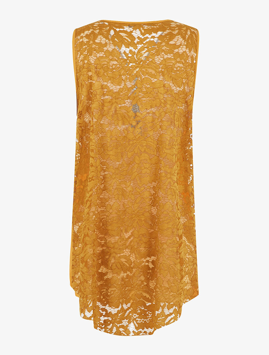 Tunique dos ajouré en dentelle - Jaune - 2