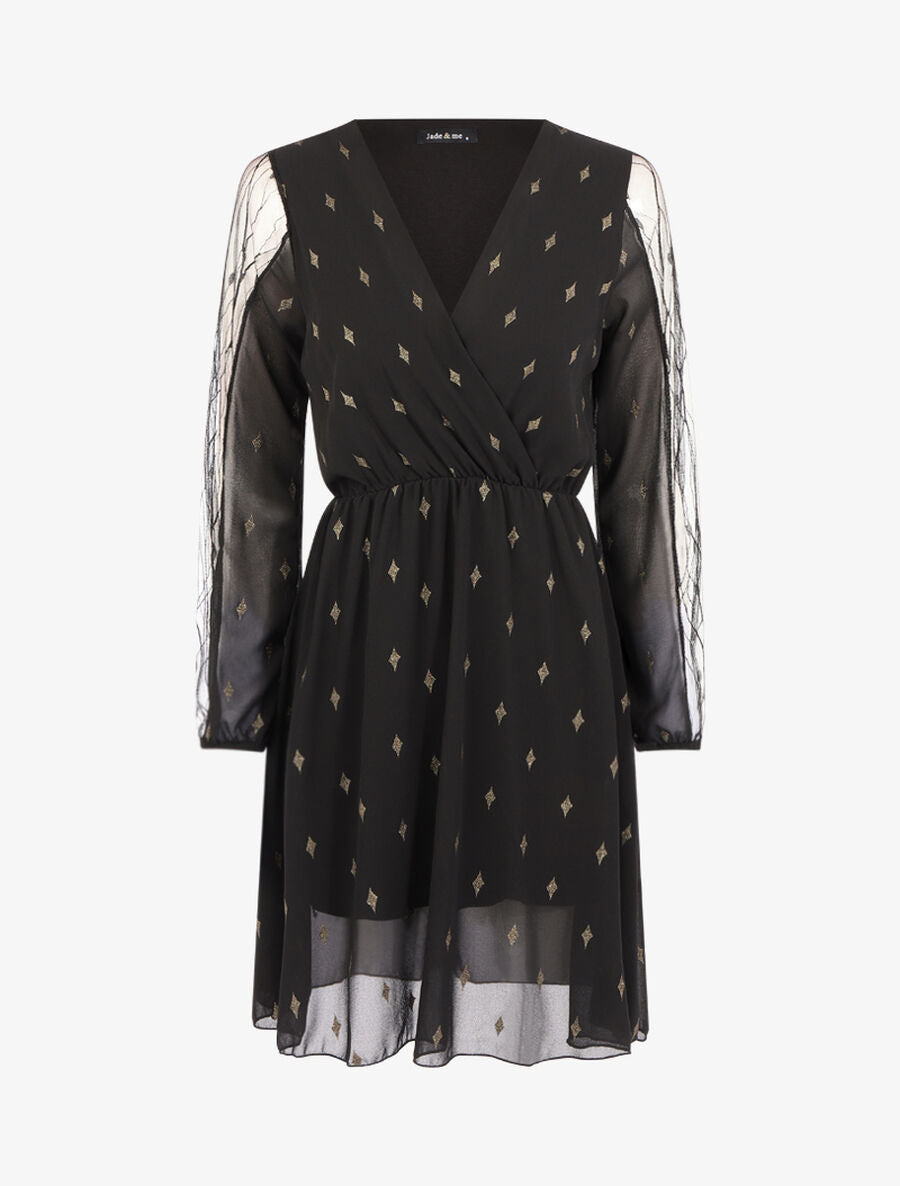 Robe à imprimé losanges irisés - Noir - 1