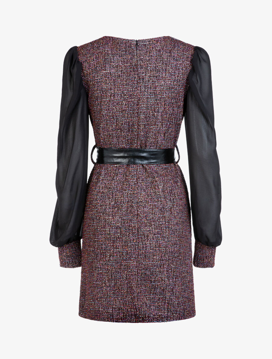 Robe en maille texturée multicolore - Rouge - 2