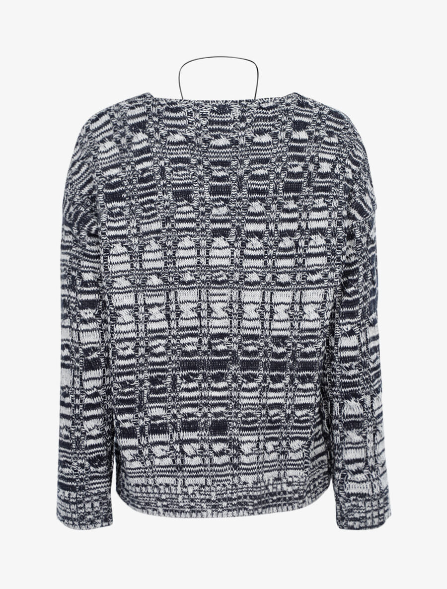 Pull droit en grosse maille moulinée - Bleu nuit - 2