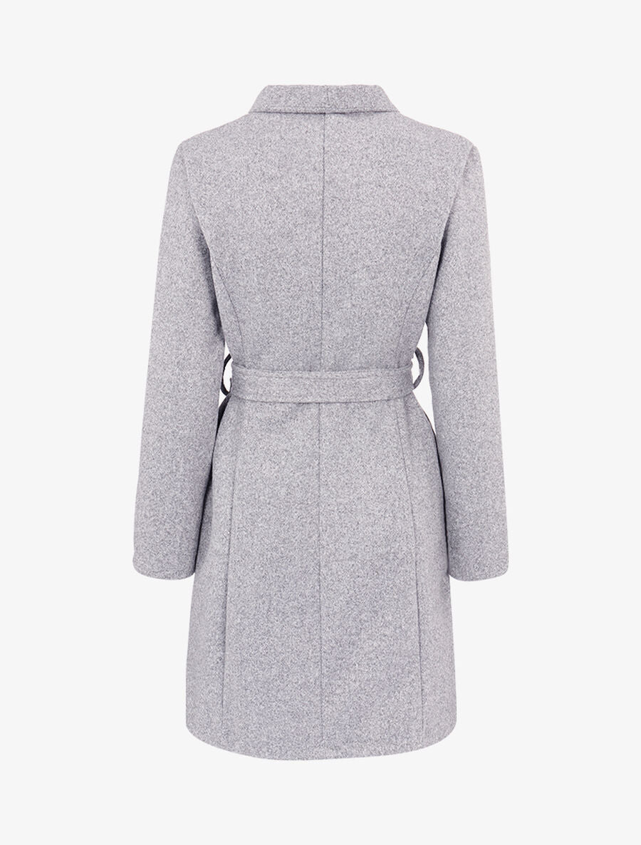 Manteau mi long à col cygne - Gris clair - 2