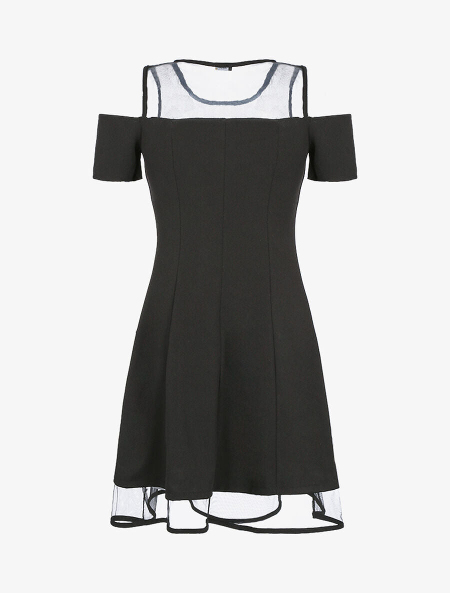 Robe à épaules dénudées et résille - Noir - 2