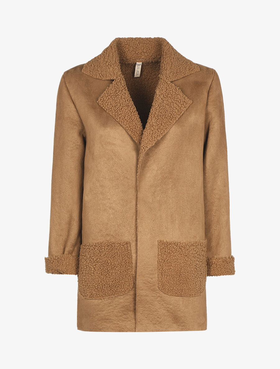 Veste légère style cuir retourné - Camel - 1