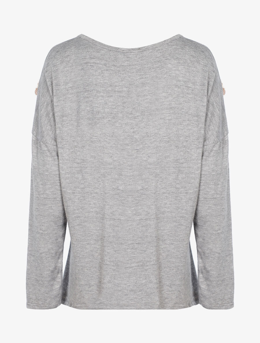 Pull oversize à gros sequins pailletés - Gris chiné - 2
