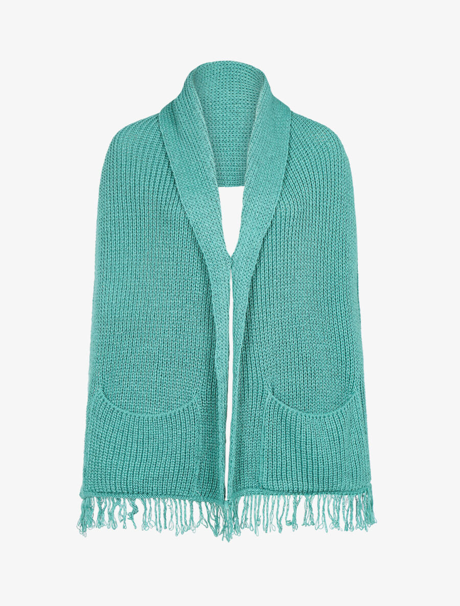 Poncho style écharpe à poches - Vert d&